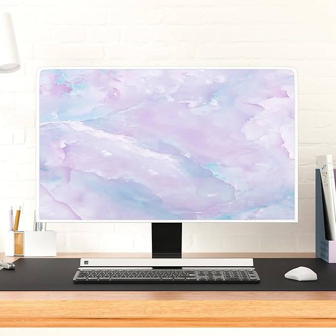 Baocicco Violet Marble Waterproof 75 Inch TV Dust Cover Anti-Static Dustproof Abstract Creative Desigen Television Accessories TV LCD Screen Texture TV Decoration for LED LCD OLED TVs