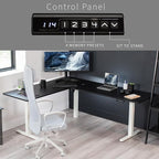 VIVO Electric Corner 75 x 63 inch L-Shaped Standing Desk, Memory Height Adjustment, Black Top White Frame, DESK-E3CTWB-75