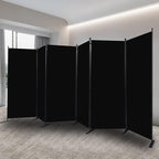 CHOSENM Room Divider, 6 Panel Folding Privacy Screens with Wider Support Feet, 6 Ft Portable Room Partition for Room Separator, 204" W X 71" H, Black