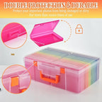 Photo Storage Box 5 x 7 Inches, 18 Inner Photo Cases with Dividers, Colorful Acid-Free Photo Storage Containers with Handle, Photo Organizer Craft Keeper for Stickers, Craft, Stamp