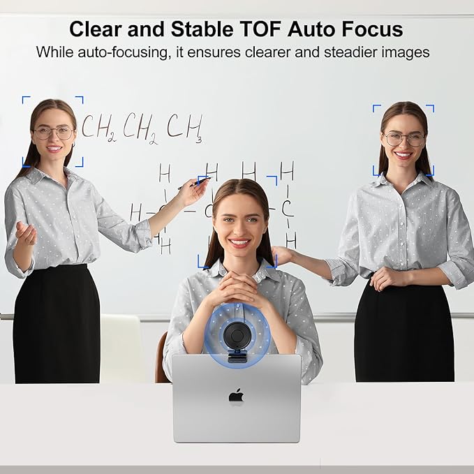 4K Webcam with Light, HD Webcam for PC with Remote Control, Built-in Privacy Cover, Adjustable Brightness, Noise Reduction Mics, for Zoom Skype Teams Laptop and Google Meet