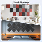 UNECHO 12 Pack 12" X 12" X 0.4" Acoustic Panels for Wall Sound Absorbing, P-Stripes Square Self-Adhesive Sound Panel, High Density Suitable for Multiple Scenarios(Cherry Red)