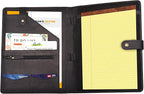 Leather Village Leather Portfolio Organizer - Professional Business Padfolio for Men & Women - Stylish Document Card Holder, Resume Folder, Folio for A4/Letter Size Writing Legal Pad, Black