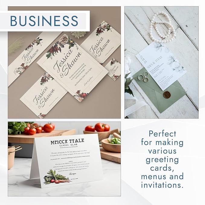 MOS Off-White Cardstock Paper 8.5 x 11 Inch (60 Sheets) — Heavyweight Cream Card Stock for Invitations, Menus, Certificates, Crafting, Business, Printer Compatible