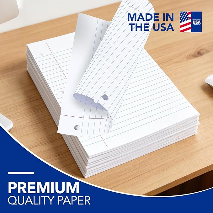 Kaisa3 Pack Notebook Paper College Ruled 3-Hole Punched Loose Leaf Paper 8x10.5 Lined Paper College Ruled Filler Paper for 3-Ring Binder Paper 150 Sheets/Pack (3 Pack-college) F15001C-3pk