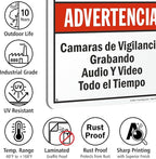 SmartSign 18 x 12 inch “Warning - Audio & Video Surveillance On Duty At All Times” Bilingual Sign, Digitally Printed, 55 mil HDPE Plastic, Red, Black and White, Made in USA
