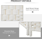 HOMCOM Room Divider, 3 Panel Folding Privacy Screen, 6FT Tall Portable Wicker Weave Partition Wall Divider for Bedroom, Home Office, White