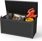 Yardgrace 320 Gallon Outdoor Storage Box Waterproof, Resin Deck Boxes with Lockable Lid & UV-Resistant for Patio, Pool, Garden Furniture Cushions & Accessories, Black