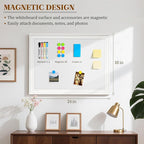 White Board for Wall, 24'' x 18'' Magnetic Dry Erase Board, Decorative Whiteboard with Plain White Wooden Frame, Hanging Writing Board for Home Office School Dorm