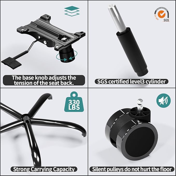 TRALT Office Chair - Ergonomic Desk Chair with Adjustable Lumbar Support, Mesh Computer Chair, Executive Chairs for Home Office Comfortable Lumbar Support (Deep Blue)