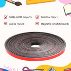 AmazingSpark Magnetic Tape Roll Thin Strips, 1/4 Inch x 33 Feet Magnetic Board Dividers Whiteboard Graphic Decorative Tape Marking Line for Classroom Office Art Accessories(Red)