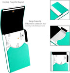 Padike Professional Business Card Holder PU Leather Business Card Case Name Card Holder Slim Metal Pocket Card Holder with Magnetic Shut (Y-Lake blue)