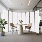 MAYOLIAH 8-Panel White Room Divider 6ft Tall Folding Privacy Screen Portable Office Partition Indoor Wall Separator 160" W X 72" H