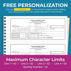 Custom 8.5" x 7" (3 Per Page) Carbonless NCR Books in 2-Part Duplicate Invoices, Receipts, Work Orders, Sales Orders, Purchase Orders, Estimates, Quote Forms with Your Company/Business Name (150 Sets)