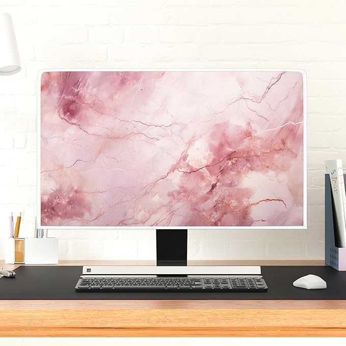 Baocicco Fashion Pink Marble Waterproof Television Cover 37, 38, 39 Inch Full Body Covers for Television Screen Panel Case Computer Sleeve Compatible with PC, Desktop and TV LED LCD OLED