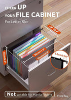 ThinkTex Plastic Expanding Hanging File Folders, 7 Innovative 1.2" Accordion Pockets, Large Capacity, Multi-Color Tabs, Letter Size for Filing Cabinet - 1 Pack