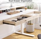 ONBRILL Standing Desk with Drawers, 63x23.6 Inch Electric Stand Up Desk with Storage Shelf and Memory Controller, Sit Stand Desk Adjustable Height from 28-46 Inch for Computer Workstation, White