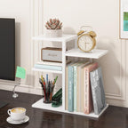 ELITEROO Desk Bookshelf, 4 Tier Wood Desktop Bookshelf, Adjustable Table Top Book Shelf and Storage Rack for Office Supplies, Dorm, Home Office, White