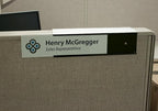 The Original Over the Cube - Quality Aluminum, Changeable Cubicle Nameplate Holder, Black Base, and Matte Black Name Plate Holder, (2" Cubicle Wall Depth) - Made in The USA