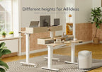 Claiks Standing Desk with Drawers, Stand Up Electric Standing Desk Adjustable Height, Sit Stand Desk with Storage Shelf and Splice Board, 55 Inch, Natural