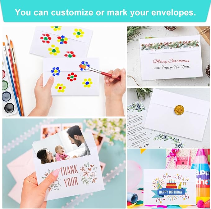 Joyberg 70 Packs A4 Envelopes, White, 4x6 Photo, Self Seal for Invitations, Weddings, Baby Shower, Photos, Postcards, Greeting Cards, Mailing