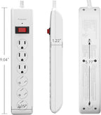 BN-LINK 6-Outlet Power Strip Surge Protector 1-Pack, 4-Foot Extension Cord, 600 Joules, Twist-to-Close Safety Covers, 90 Degree Flat Plug, Overload Protection, White
