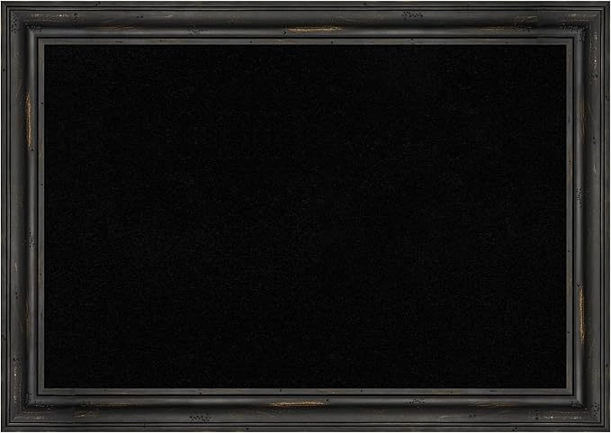 Amanti Art Black Cork Board for Wall, 19x27 Vision Board with Black Wood Frame, Medium Corkboard Office Decor for Home Organization, Country Rustic Corkboard Pinboard to Display Items for Home