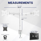 VIVO Dual Ultrawide Monitor Desk Mount, Heavy Duty Fully Adjustable Steel Stand, Holds 2 Computer Screens up to 38 inches and Max 22lbs Each, White, STAND-V038W