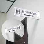 ALPHA DOG SIGNS Corridor Projecting Hallway Bathroom Sign, Left Arrow, 4"x12" Double Sided, Indoor/Outdoor, Easy Install, Durable Business Wayfinding Plaque, USA-Made (White)