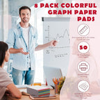 Jetec Small Graph Paper Notepad 5 x 8 Inch Mini Notebook Double Sided Memo Pads Back to School Supply Pocket Notepad Assorted Colors 50 Sheets Graph Paper Notebook(Grid(5x5),8 Pcs)