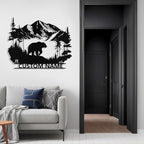 Custom Bear Metal Sign, Custom Bear Metal Wall Art Decor, Personalized Last Name Signs for Home, Rustic Farmhouse Black Wall Decor for Cabin, Bedroom, Living Room, Porch