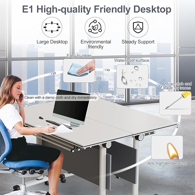 Conference Table for 4-10 People,Wooden Meeting Room Table with Thicken Tabletop and Wood Base,Modern Meeting Training Desk for Conference Room Tables Seminar Room
