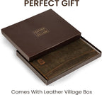 Leather Village Leather Portfolio Organizer - Professional Business Padfolio for Men & Women - Stylish Document Card Holder, Resume Folder, Folio for A4/Letter Size Writing Legal Pad, Brown