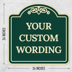 Custom Decorative Sign, Personalized Metal Sign for Business, Driveway, Home, Airbnb, Office Door Plaque,Green Background,24x24 Inches, ACM, Fade Resistant, Made in USA