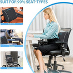 SweetSlubr Lumbar Support Pillow for Office Chair, Car Seats and Home Desks, Ergonomic Back Support with Double Adjustable Straps, Machine Washable Cover, Grey