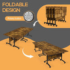 Folding Conference Table 4ft 5ft, Foldable Office Meeting Desk for 6 People, Multiple Sizes Colors Mobile Conference Room Table for Training Room School Business Furniture (4, Brown, 55in)