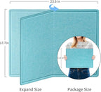 Bulletin Board, 24 x 18 inches Felt Board Decorative Pin Board, Cork Board Alternative for Wall, Foldable Self-Adhesive Vision Board Mood Board with 20 Pushpins - Turquoise Blue