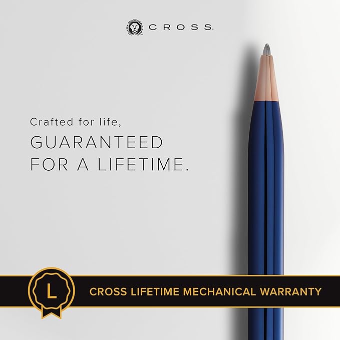 Cross Century II Refillable Ballpoint Pen Presented in a Luxury Gift Box - Medium Point, Black Ink, Translucent Cobalt Blue & Rose Gold