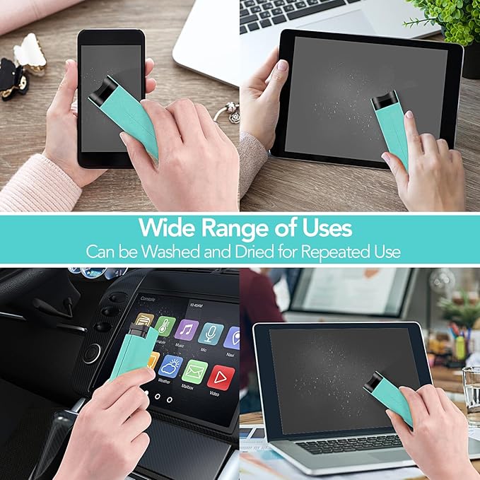 2 Pcs Fingerprint Proof Screen Cleaner Safe for All Phones Glasses Tablet Laptop TV Watch Screens (Tiffany Blue)