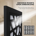 VINGLI 70'' H Room Divider, Non-Woven Fabric Privacy Screen, Indoor Partition Wall Dividers, Freestanding Hinged Space Separator with Modern Unique Pattern (Black, 6 Panel)