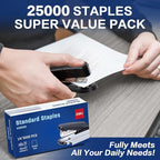 Deli Staples, 25000 Staples, Standard Staple for Desktop Staplers, 1/4'' Length, 210/Strip, 5 Boxes of 5000 Each