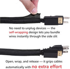 QCSIW 1/2" x 10ft Black/White Cable Sleeve - Protects Cords from Pets & Organizes Wires - Modern Style - Polyester Material - Flame Retardant - Easy to Use & Cut