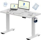 FLEXISPOT EN1 One-Piece Standing Desk with 1-Inch Thick Seamless Desktop, 48"x24" Electric Height Adjustable Desk for Home Office, Multi-Monitor Setups & Easy Assembly, Marble Gray