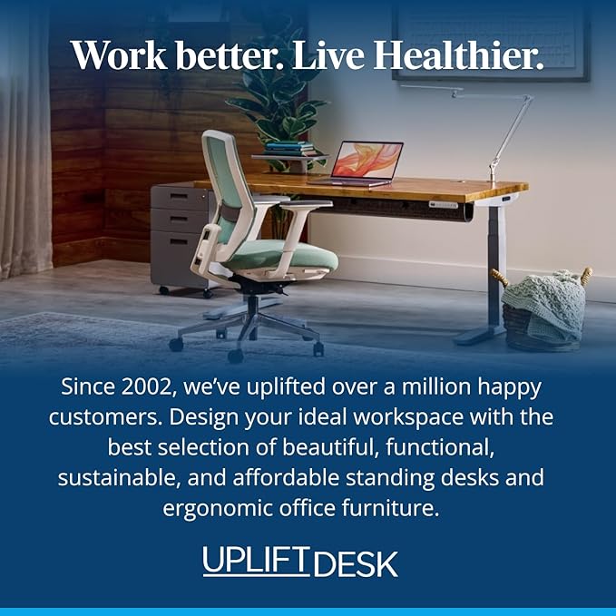 UPLIFTDESK V3 2-Leg Walnut Laminate Wood Standing Desk – Adjustable Height, Advanced 1-Touch Memory Keypad, Under Desk Cable Management, Wire Grommets & Rocker Board (Black C-Frame, 60 x 30 inch)