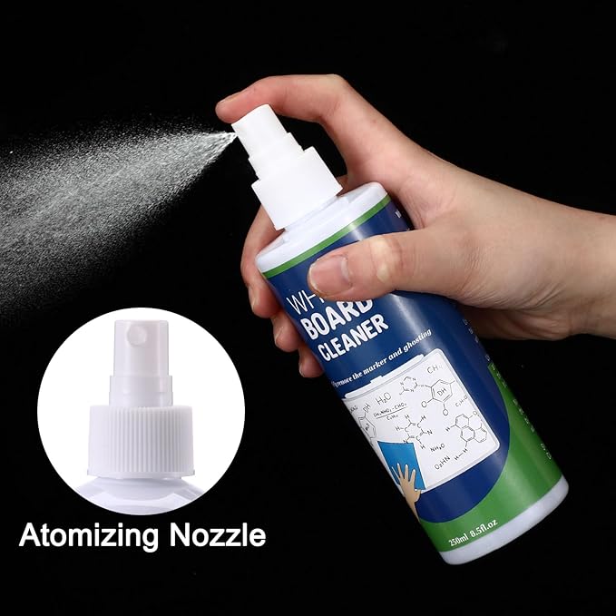Dansib 24 Pack Non-toxic Whiteboard Cleaner 8.5fl oz Dry Erase Board Cleaner with 12 Cloths Non-toxic Dry Erase Cleaning Spray Removes Stubborn Marks from Whiteboards