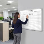 Lined Whiteboard Blank Grid Aluminum Frame Dry Erase Board Reusable Wall Mounted Board for Scheduling, to Do Lists Weekly Planning Home Work (36 x 24 Inch,Horizontal Maintenance Tasks)