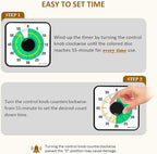 Secura 60-Minute Visual Countdown Timer, 7.5-Inch Oversize Classroom Visual Timer for Kids and Adults, Durable Mechanical Kitchen Timer Clock with Magnetic Backing (Green)
