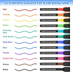 SUQJOY Magnetic Dry Erase Markers with Eraser Caps, Fine Tip 1-2mm, Low Odor Quick Dry Ink, 12 Colors, Whiteboard Marker Set for Fridge Calendar Office, 36 Count