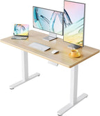 HUANUO Electric Standing Desk, 55 x 24 Inch Height Adjustable Computer Desk with Storage Bag, 4 Height Memory Settings, Sit Stand Up Desk for Home Office, Light Walnut
