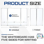 60” x 40” Foldable Whiteboard Dry Erase Board Large Tri Folding Whiteboard Magnetic Dry Erase Board, Wall Aluminium Frame and Flip Out Pen Tray for Office, Home